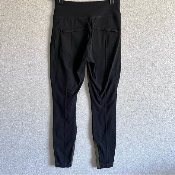 Athleta Highline Hybrid Ankle Tight Dark Green Black Leggings - Picture 5 of 12